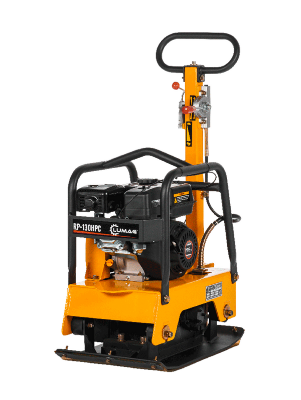 LUMAG RP-130HPC – Rüttelplatte reversierbar mit 130 kg inkl. Transportfahrwerk und Gummimatte