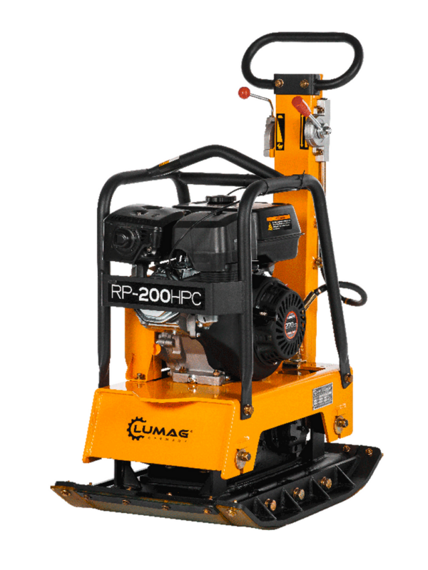 LUMAG RP-200HPC – Rüttelplatte reversierbar mit 200 kg inkl. Transportfahrwerk und Gummimatte